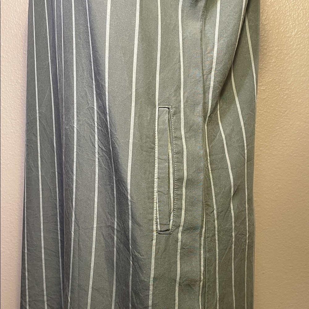 100% Tencel Blue Rain Gray Striped Mini Dress - Picture 6 of 11